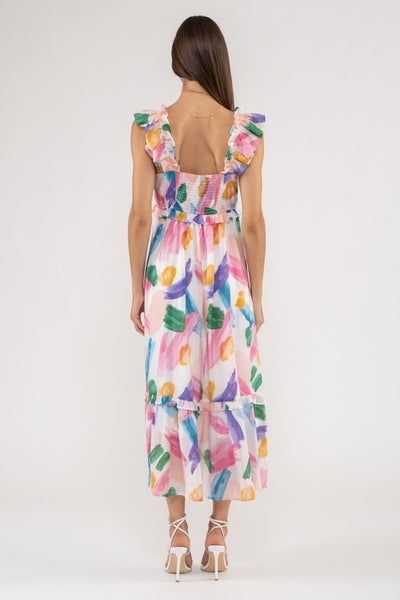 Brezzy Brush Stroke Midi Dress