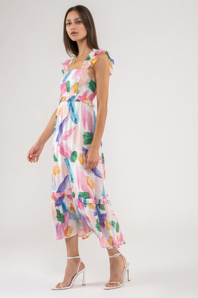 Brezzy Brush Stroke Midi Dress