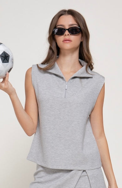 Soft Scuba Sleeveless High Neck Top