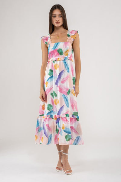 Brezzy Brush Stroke Midi Dress