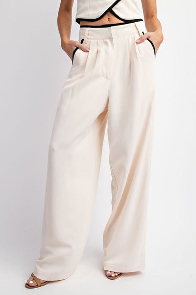 Contrast Edge Detail Woven Pants