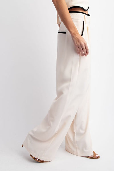 Contrast Edge Detail Woven Pants