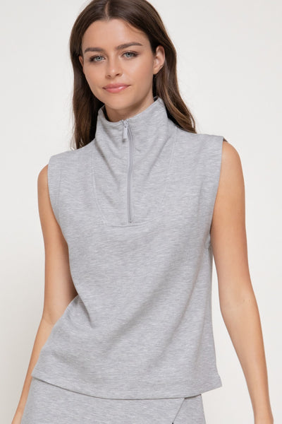Soft Scuba Sleeveless High Neck Top