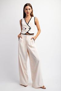 Contrast Edge Detail Woven Pants