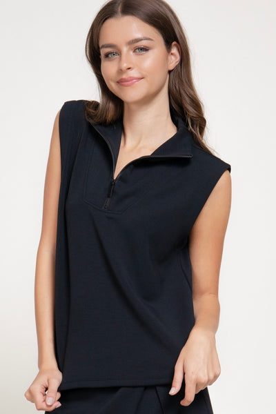 Soft Scuba Sleeveless High Neck Top