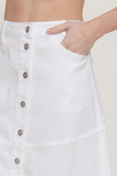 Stretch Cotton Twill A-line Maxi Skirt