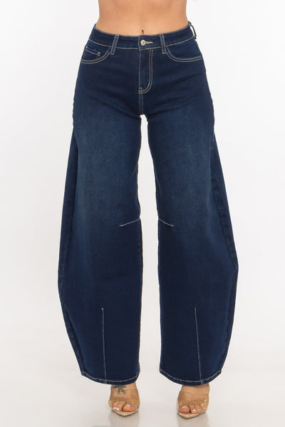 Stretch Denim Barrel Jeans