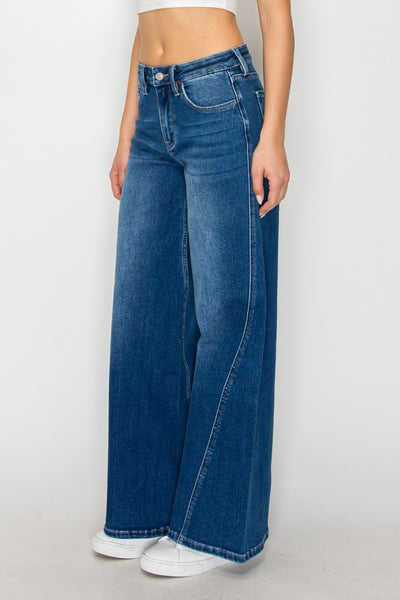 Stretch Denim Wide Leg Denim Jeans