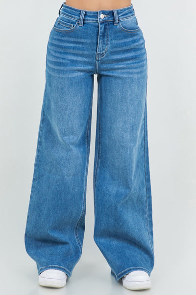 Medium Wash Wideleg Denim Jeans