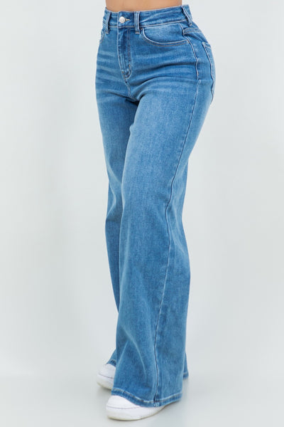 Medium Wash Wideleg Denim Jeans