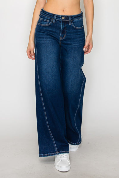 Stretch Denim Wide Leg Denim Jeans