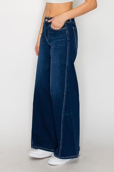 Stretch Denim Wide Leg Denim Jeans
