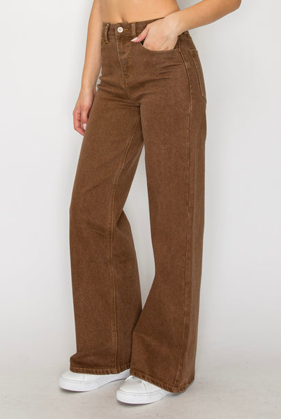 Stretch  Wide Leg Denim Jeans