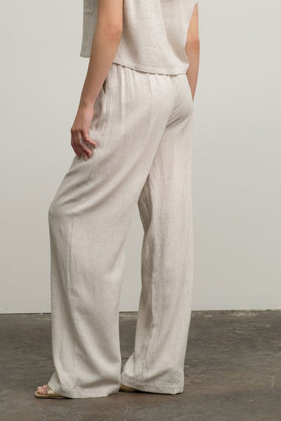 Linen Blend High Waist Wide Leg Pants