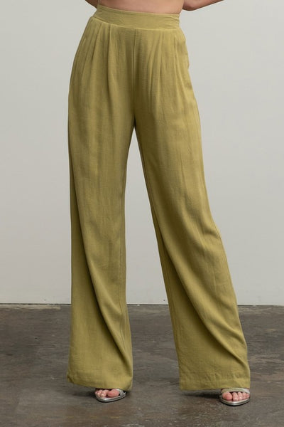 Linen Blend High Waist Wide Leg Pants