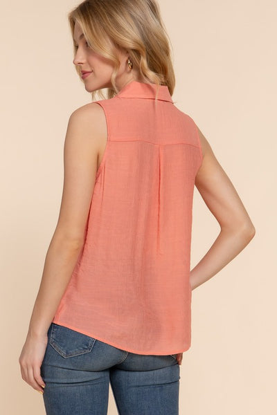 Airflow Lightweight Sleeveless Button Down Top