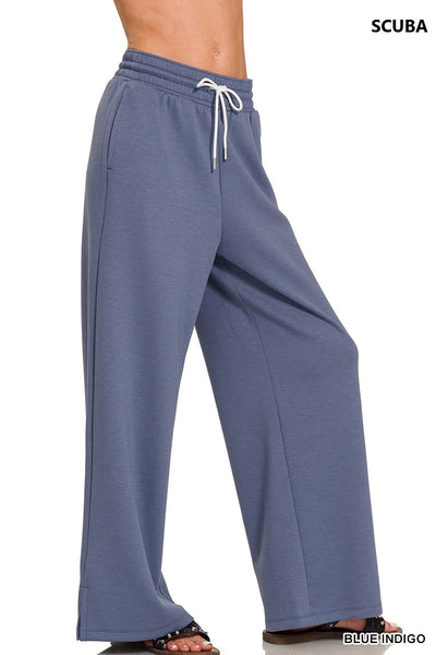 Super Soft Scuba Drawstring Wideleg Pants