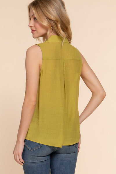 Airflow Lightweight Sleeveless Button Down Top