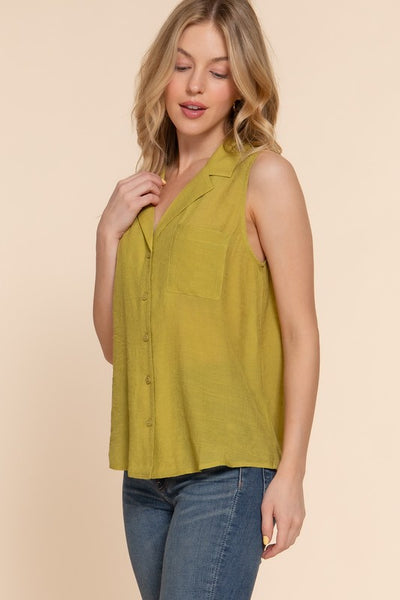 Airflow Lightweight Sleeveless Button Down Top