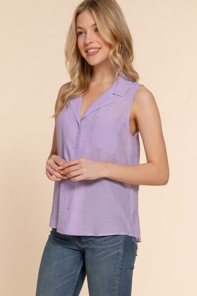 Airflow Lightweight Sleeveless Button Down Top