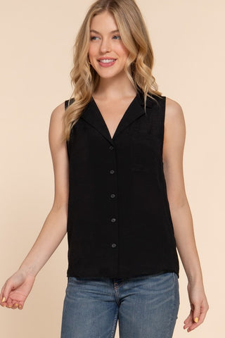 Airflow Lightweight Sleeveless Button Down Top