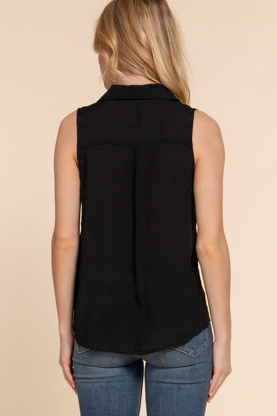 Airflow Lightweight Sleeveless Button Down Top