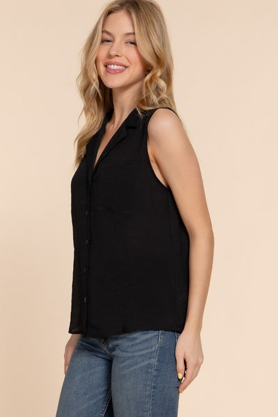 Airflow Lightweight Sleeveless Button Down Top