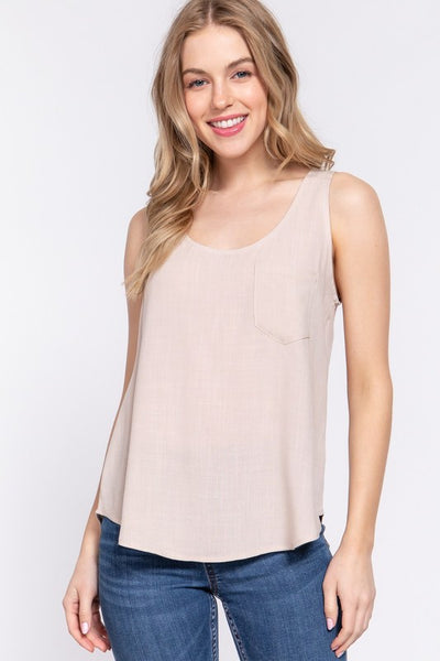 Lightweight Linen Effect Tank Top