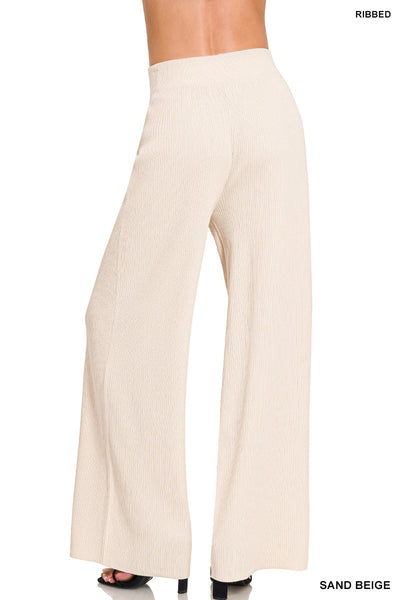 Knit Ribbed Wideleg Pants
