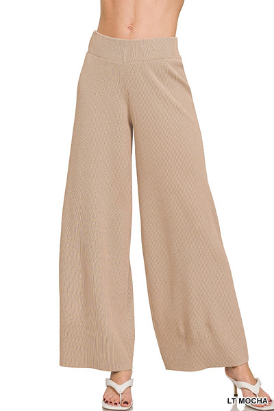 Knit Ribbed Wideleg Pants