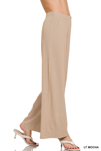Knit Ribbed Wideleg Pants