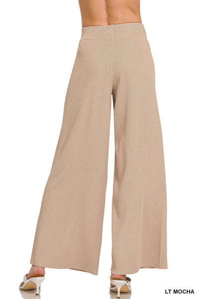 Knit Ribbed Wideleg Pants