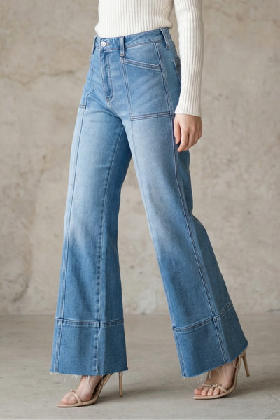 Tummy Control Slim Wideleg Denim Jeans