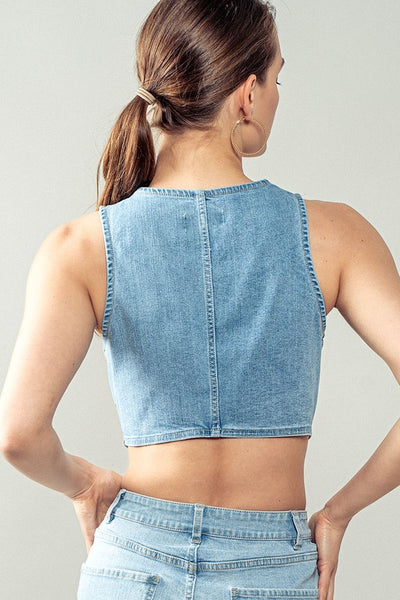 Denim Buttoned Vest Top