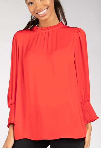 Satin 3/4 Sleeve Mock Top