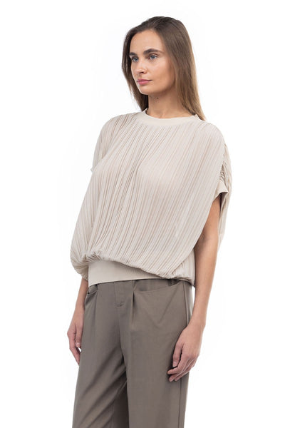 Pleated Dolman Sleeve Blouse
