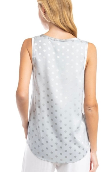 Satin Polka Dot Sleeveless Top