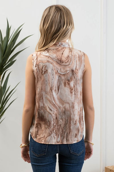 Marble Satin Sleeveless Top