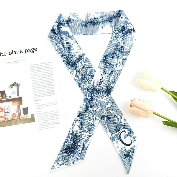 Soft Silky Skinny Twilly Scarf Necklace Wrap