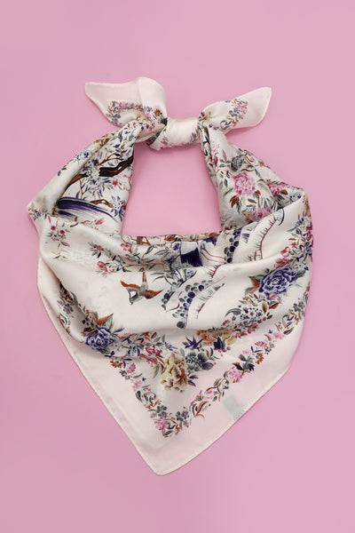 Birds Large Floral Print Bandana Scarf