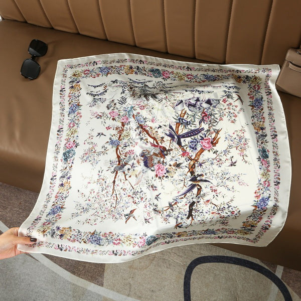 Birds Large Floral Print Bandana Scarf