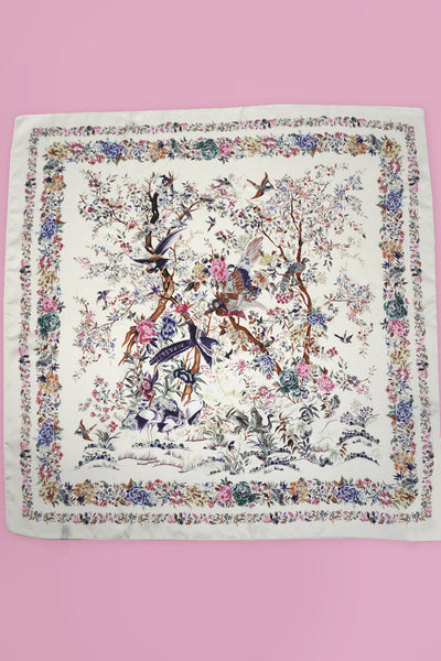Birds Large Floral Print Bandana Scarf