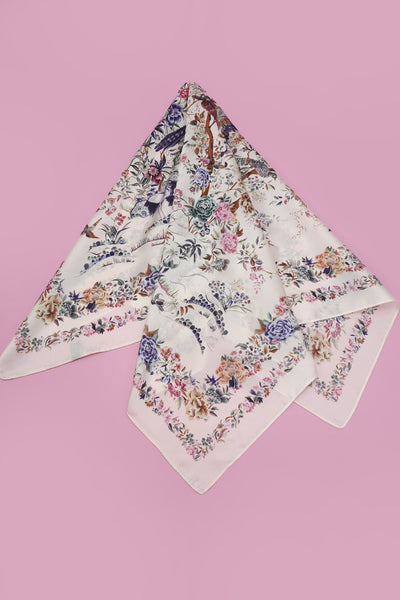 Birds Large Floral Print Bandana Scarf
