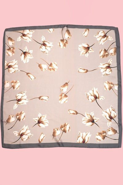 Flower Print Silky Feeling Bandana Scarf