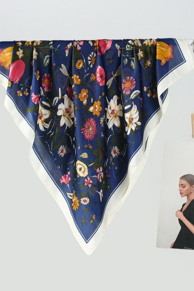 Large Floral Print Bandana Scarf