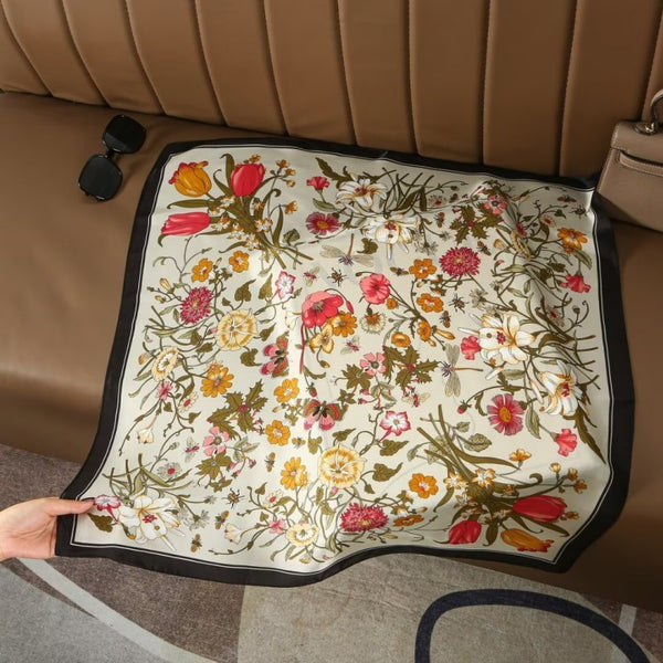 Large Floral Print Bandana Scarf