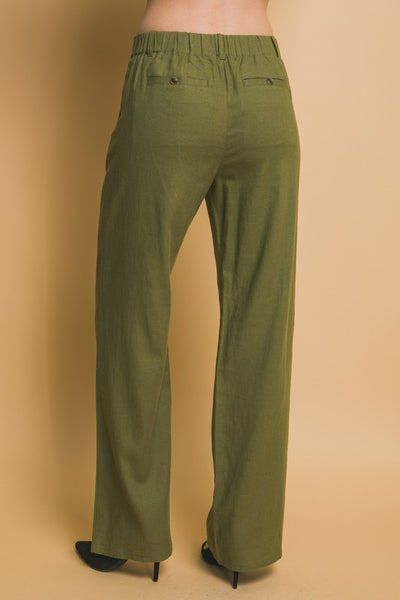 Linen Blend Tailored Wide Leg Pants