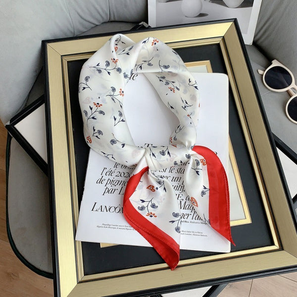 Flower Print Silky Feeling Bandana Scarf