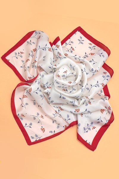Flower Print Silky Feeling Bandana Scarf