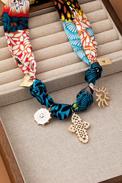 Handmade Animal Design Scarf Necklace-cross Heart